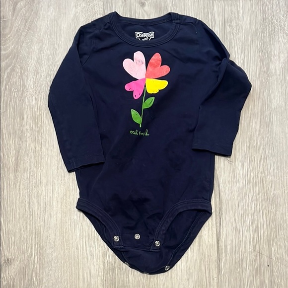 OshKosh B'gosh Navy Blue Kids One Piece with Colorful Flower Design 12-18M - Picture 1 of 1